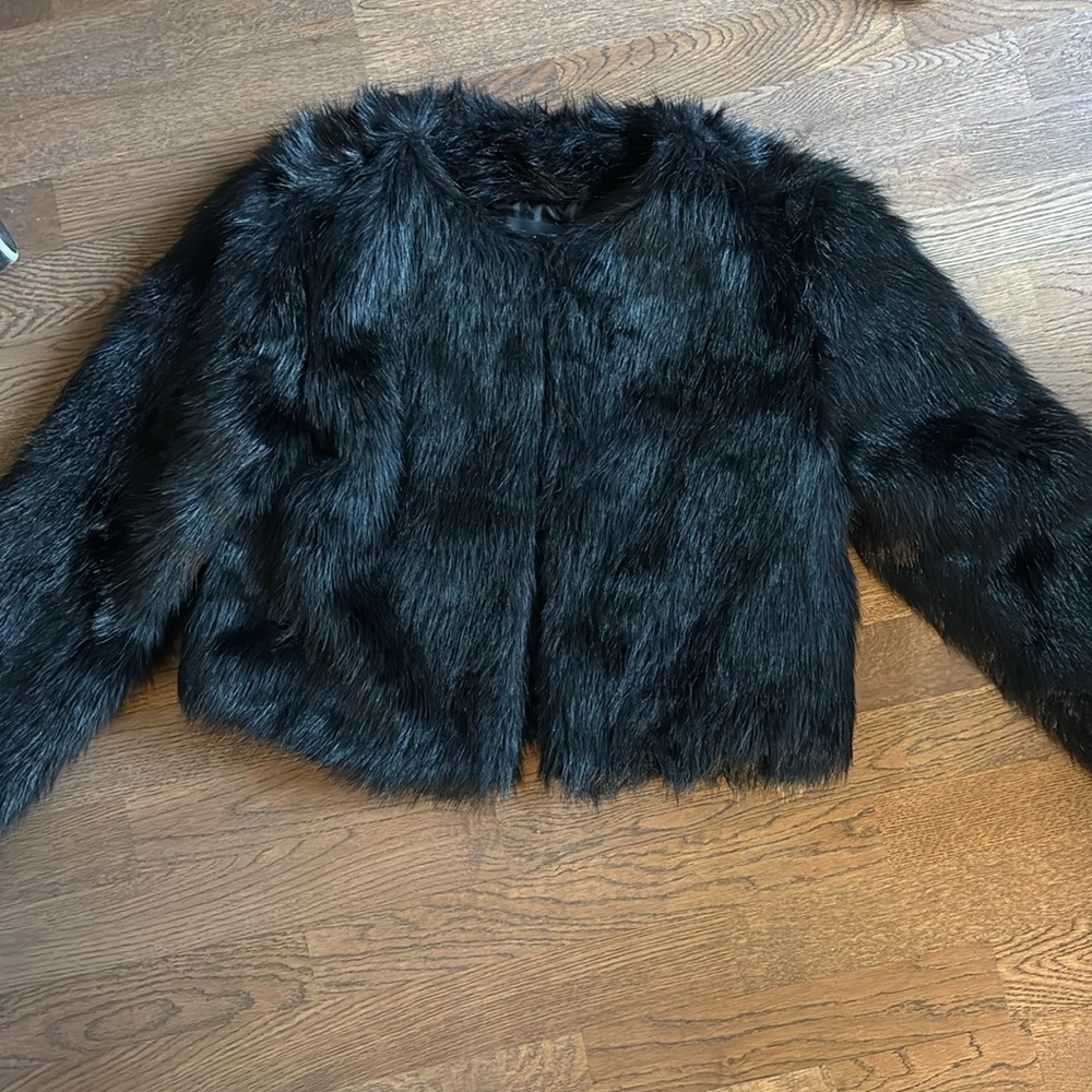 Black Fur Cropped Jacket